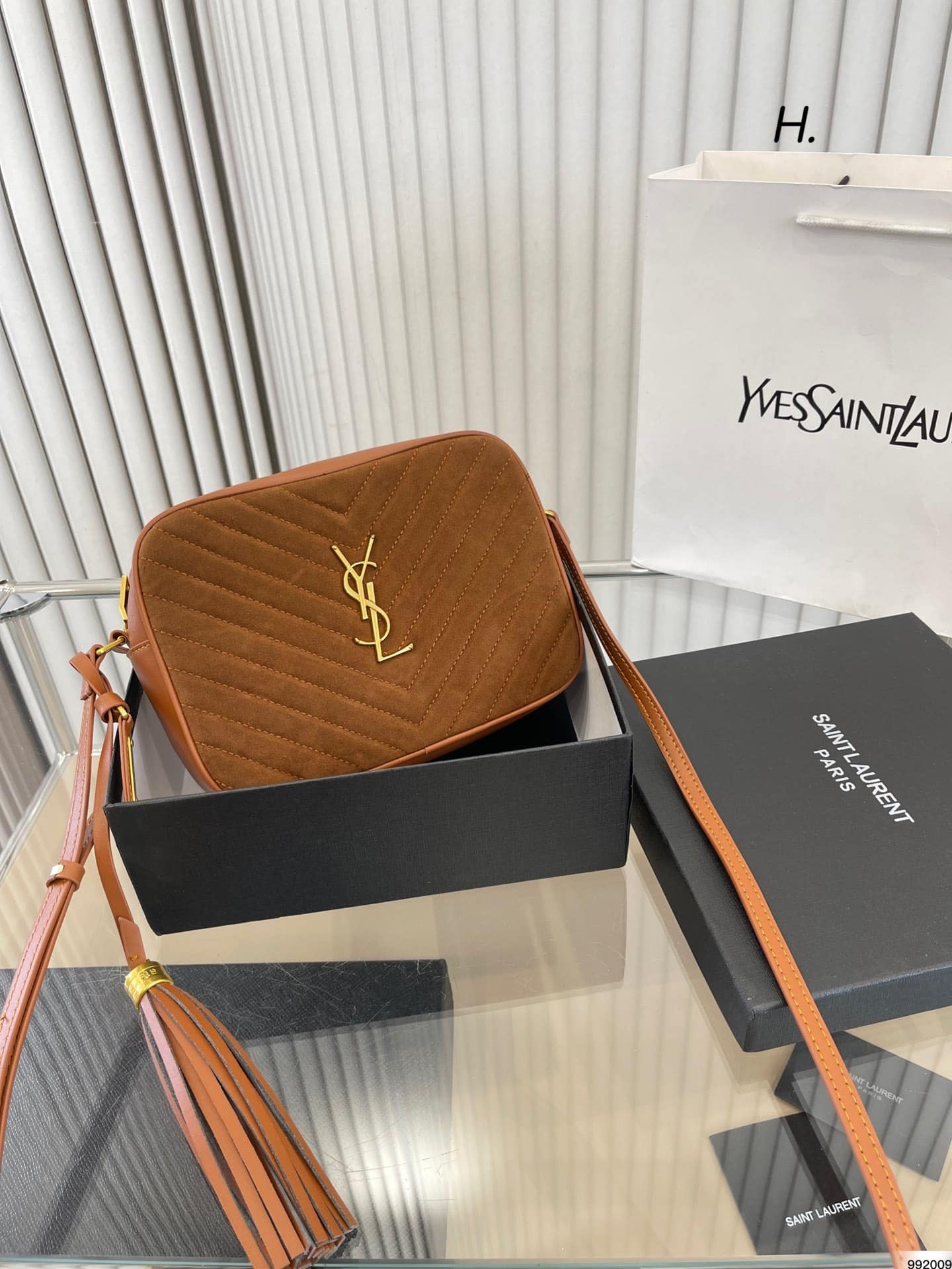 Saint Laurent Lou Camera Bag In Quilted Suede And Smooth Leather