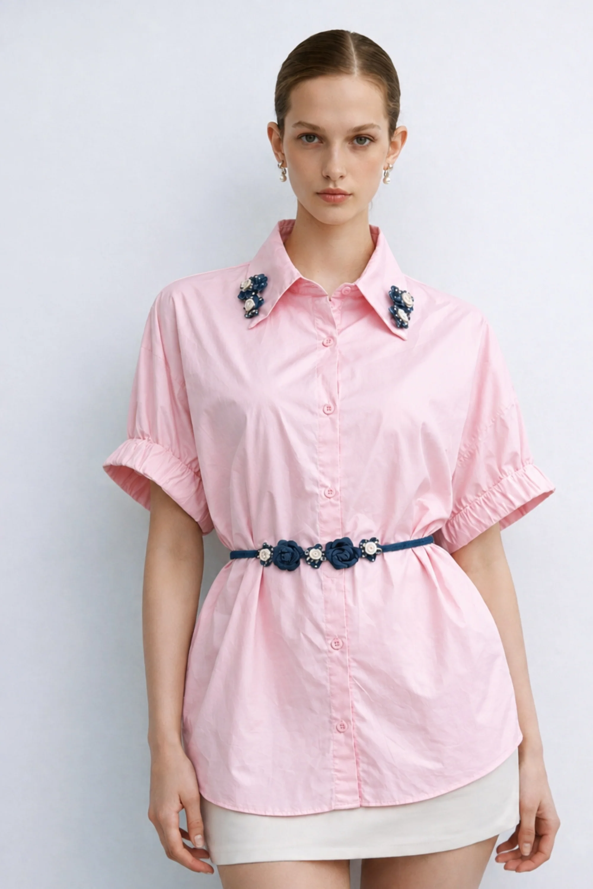 Pink Rose Collar Shirt