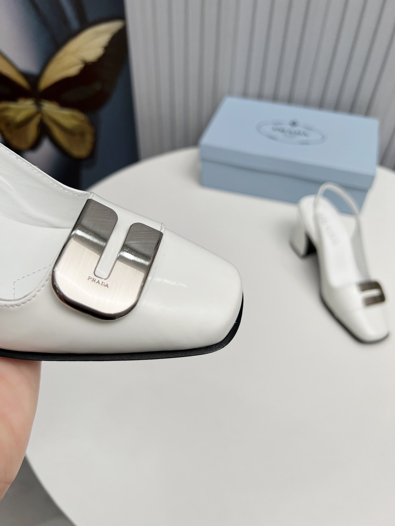 Prada Leather Slingback Pumps White