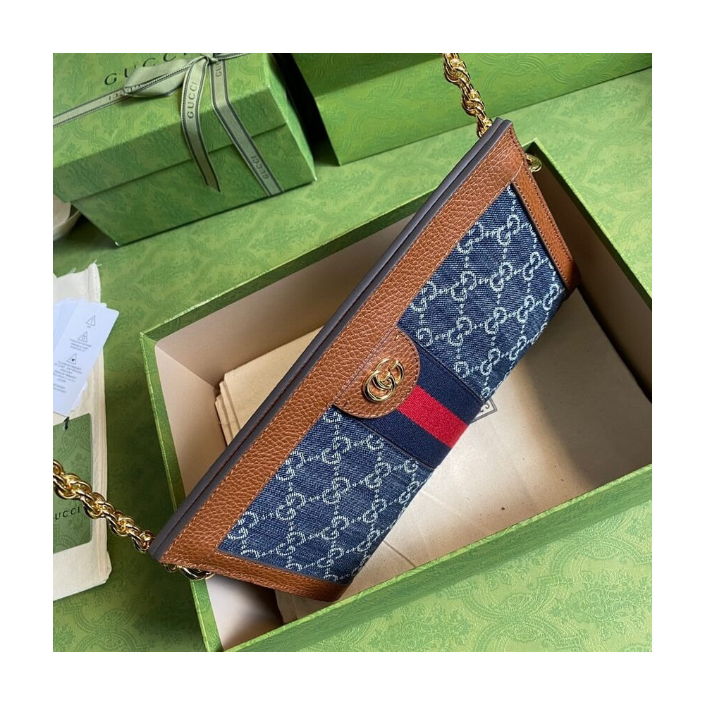 Gucci Ophidia GG Small Shoulder Bag in Blue Demin