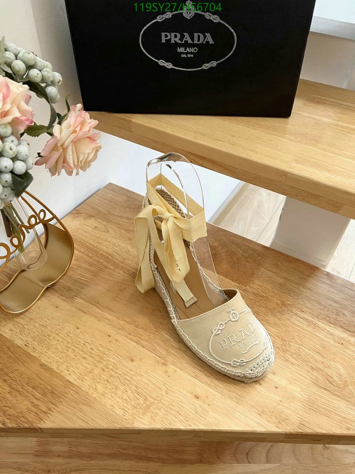 Prada Linen Espadrille Wedge Sandals Beige