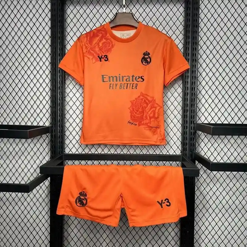 2024/2025 Kids Size Real Madrid Orange Y-3 Special Edition Football Shirt 1:1 Thai Quality