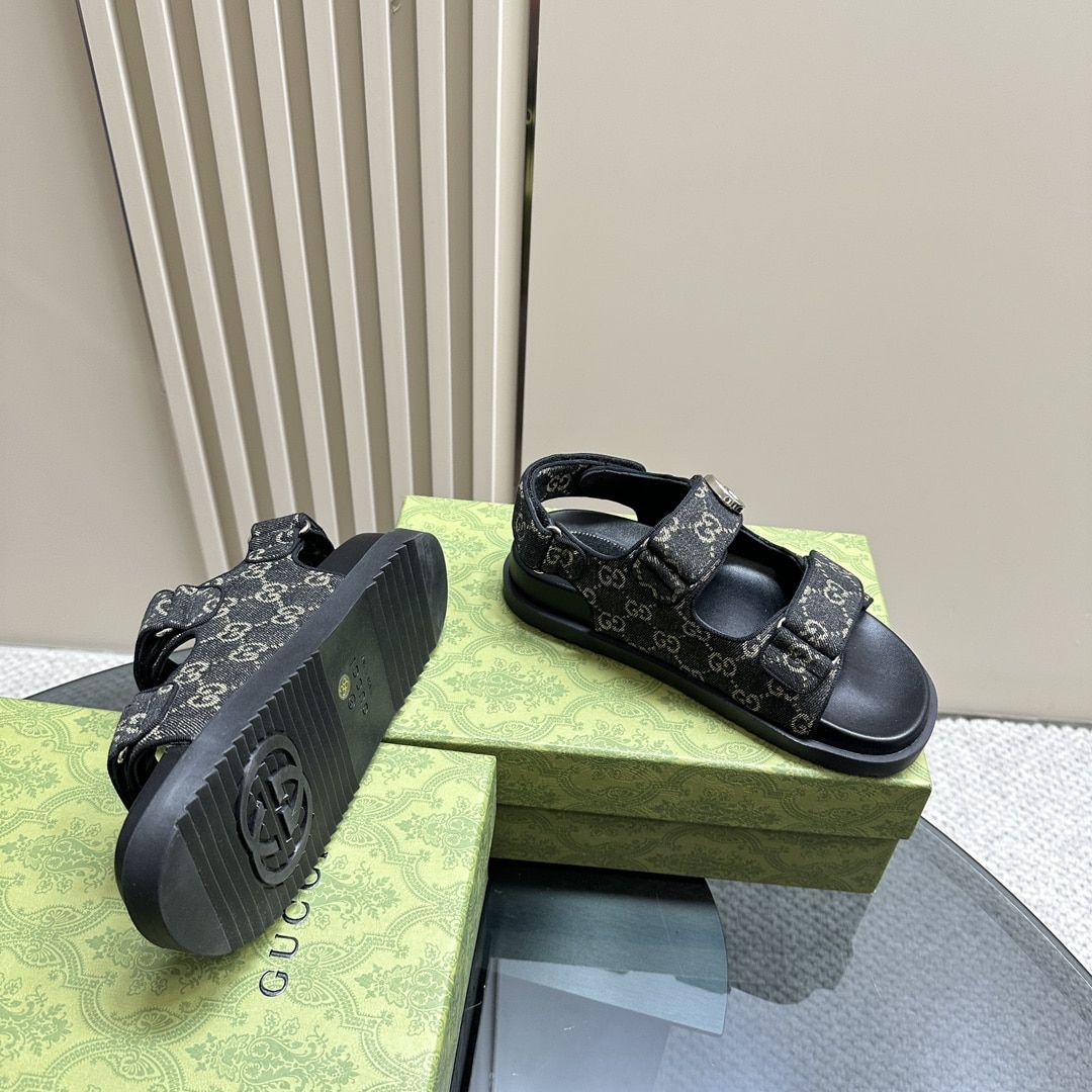 Gucci Double G Sandal Denim 771575 Facvp 8446