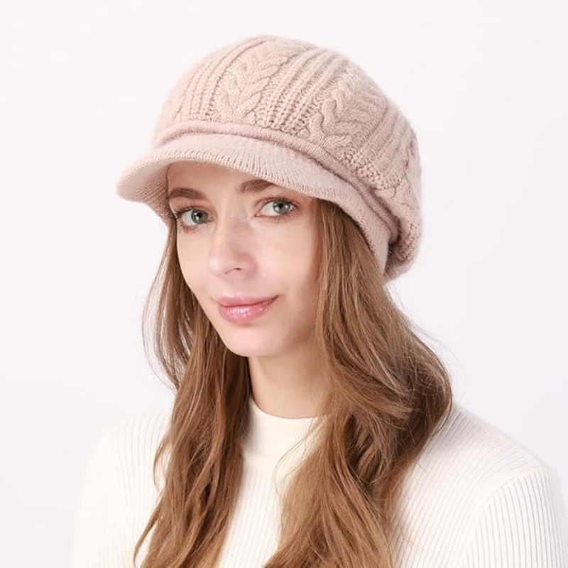Women's Winter Knit Beanie with Brim