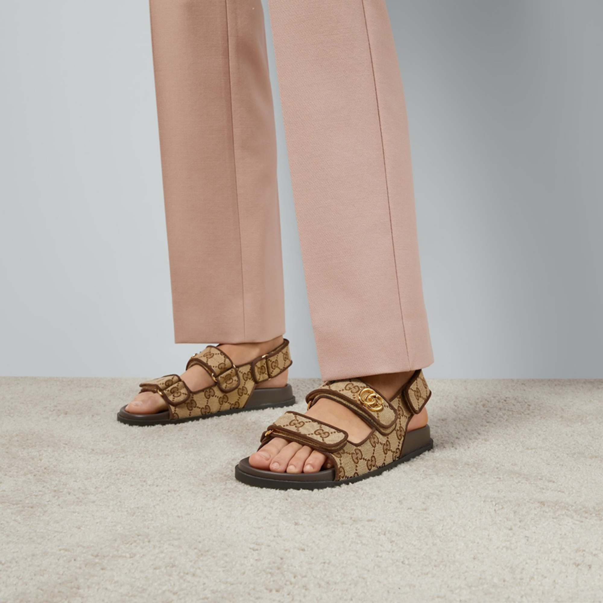 Gucci Double G Sandal Beige And Ebony 771575 G1730 9755