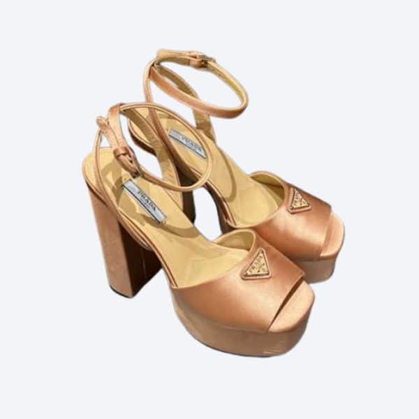 Prada High-Heeled Satin Beige Sandals