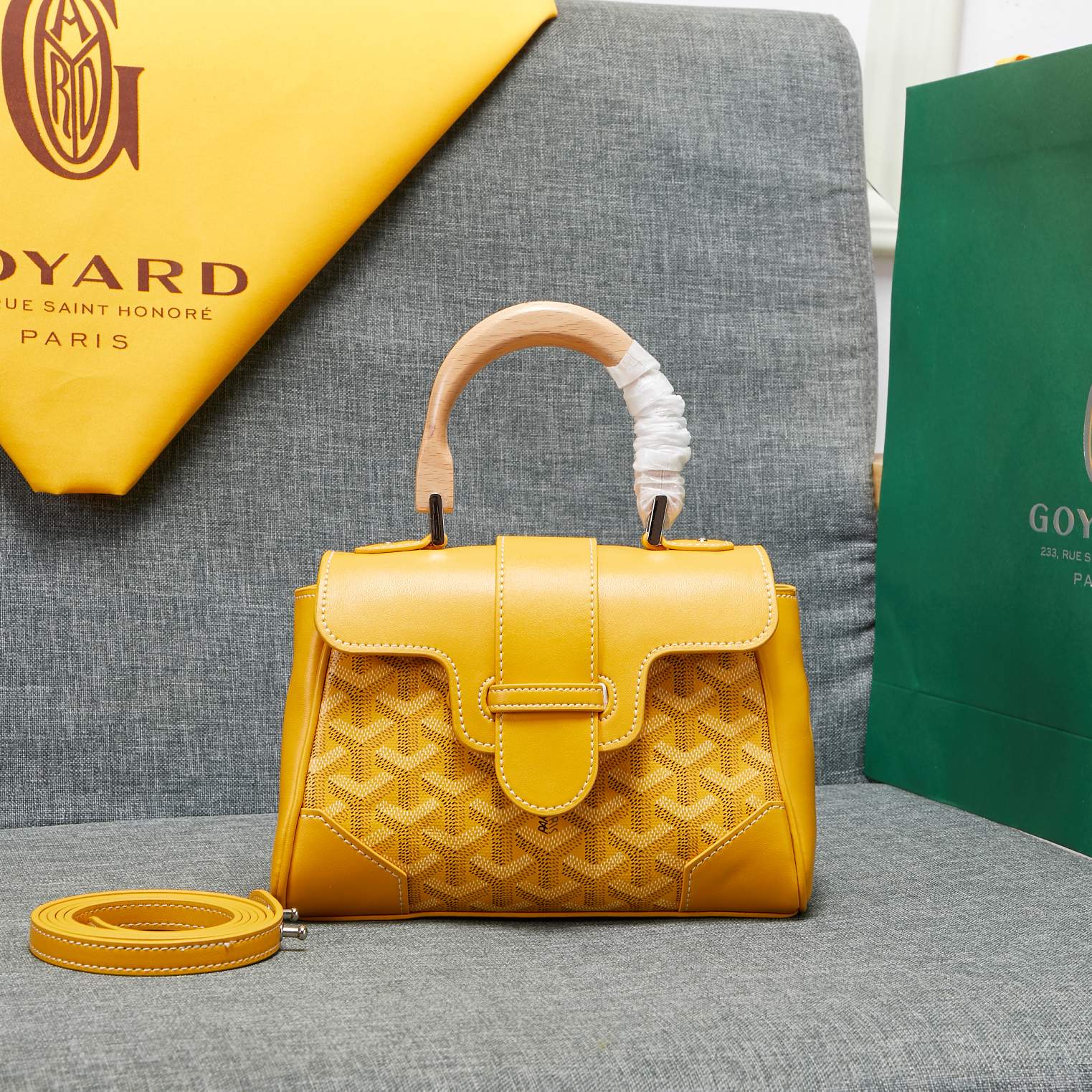 Goyard Saigon Souple Mini Bag Yellow Canvas 20cm