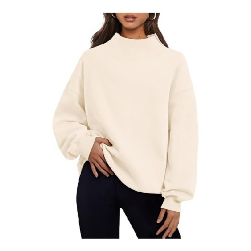 Womens Mock Neck Sweatshirts Oversized Pullover Fall Outfits