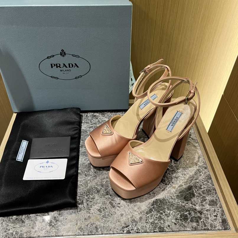 Prada High-Heeled Satin Beige Sandals