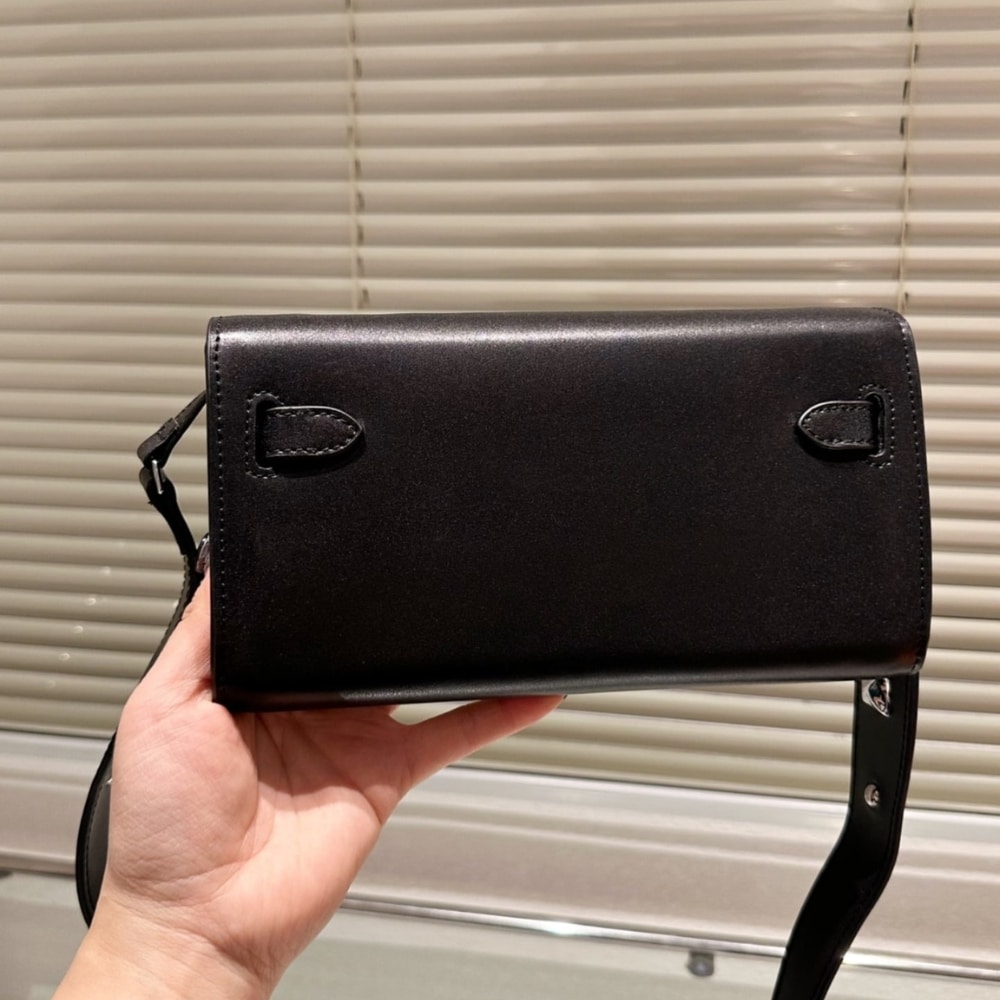 Hermes Kelly Classique To Go Wallet Black Silver Hardware 19Cm H080253Ck89