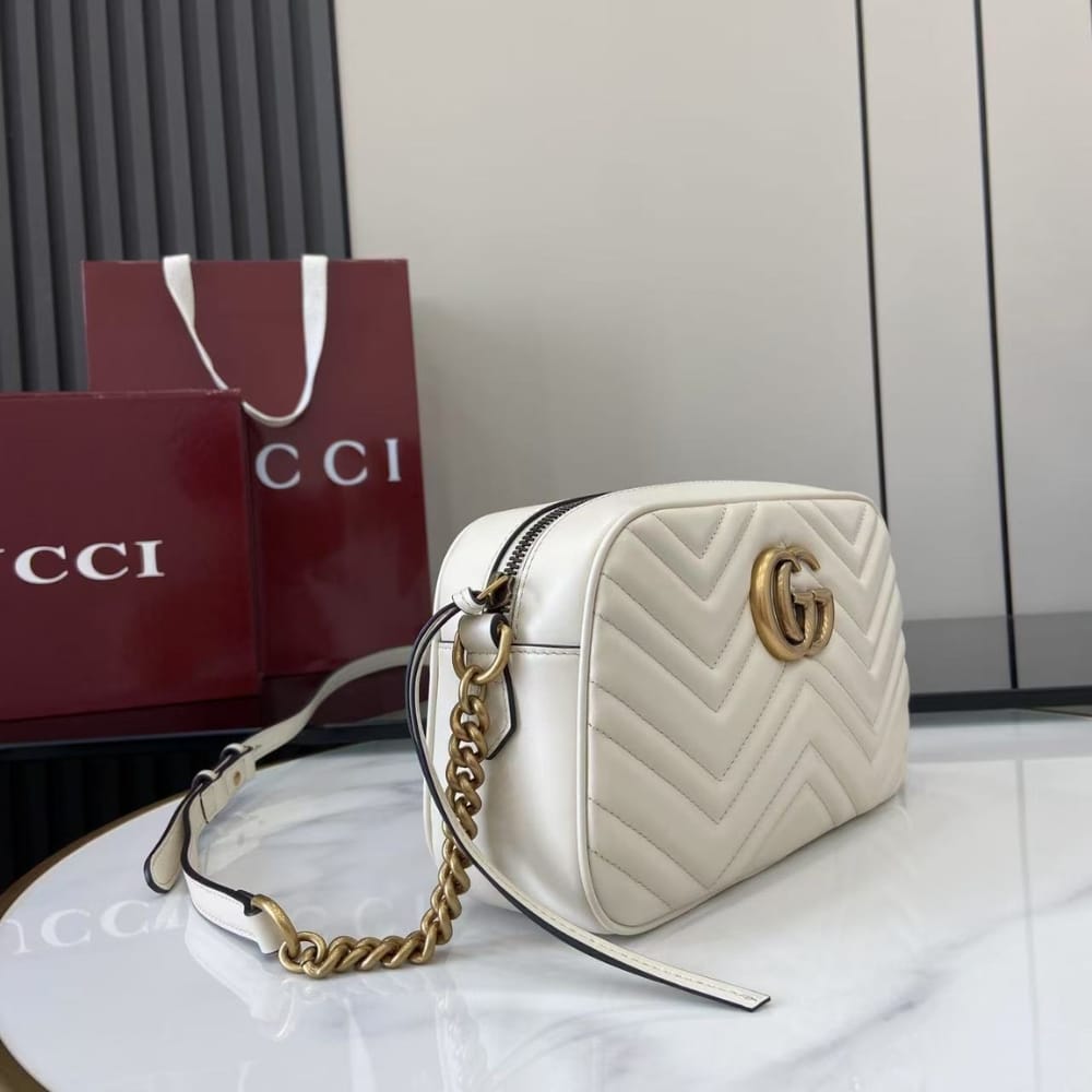 Gucci Gg Marmont Small Shoulder Bag ‎white 24cm 447632 Dtd1t 9022