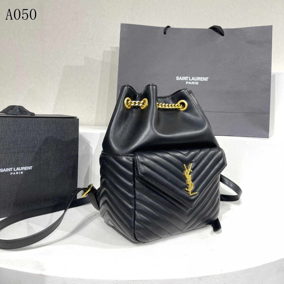 Saint Laurent Joe Backpack In Black Gold 29Cm