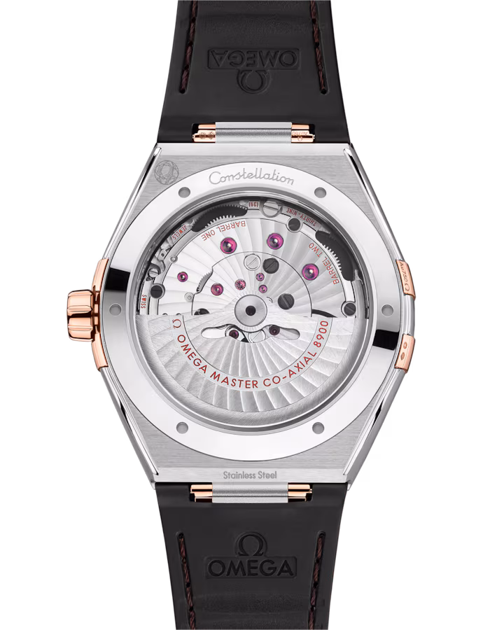 Omega Constellation 41mm Red Dial Stainless Steel and Sedna™ 18k Rose Gold Strap 131.23.41.21.11.001