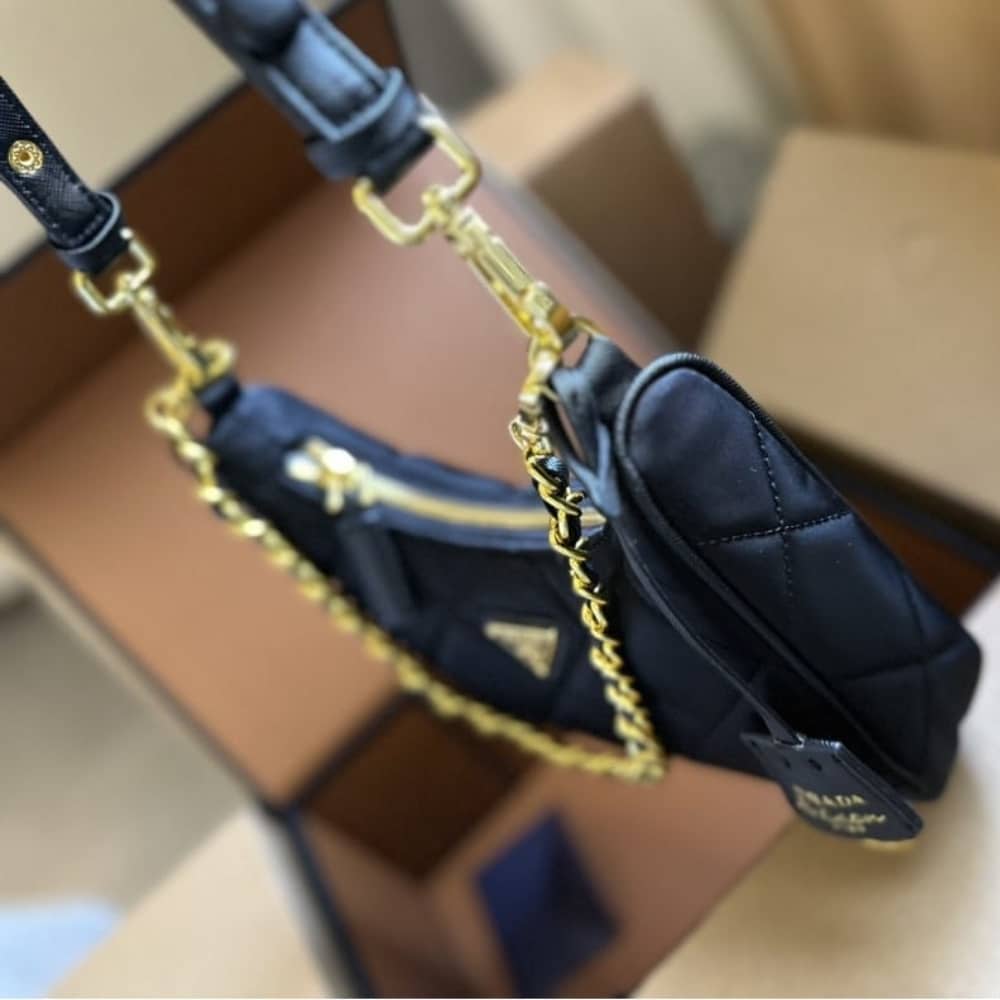 Prada Re Edition 1995 Chaîne Re Nylon Mini Bag Black 22Cm 1Bc204 2Aos F0002 V Qoo
