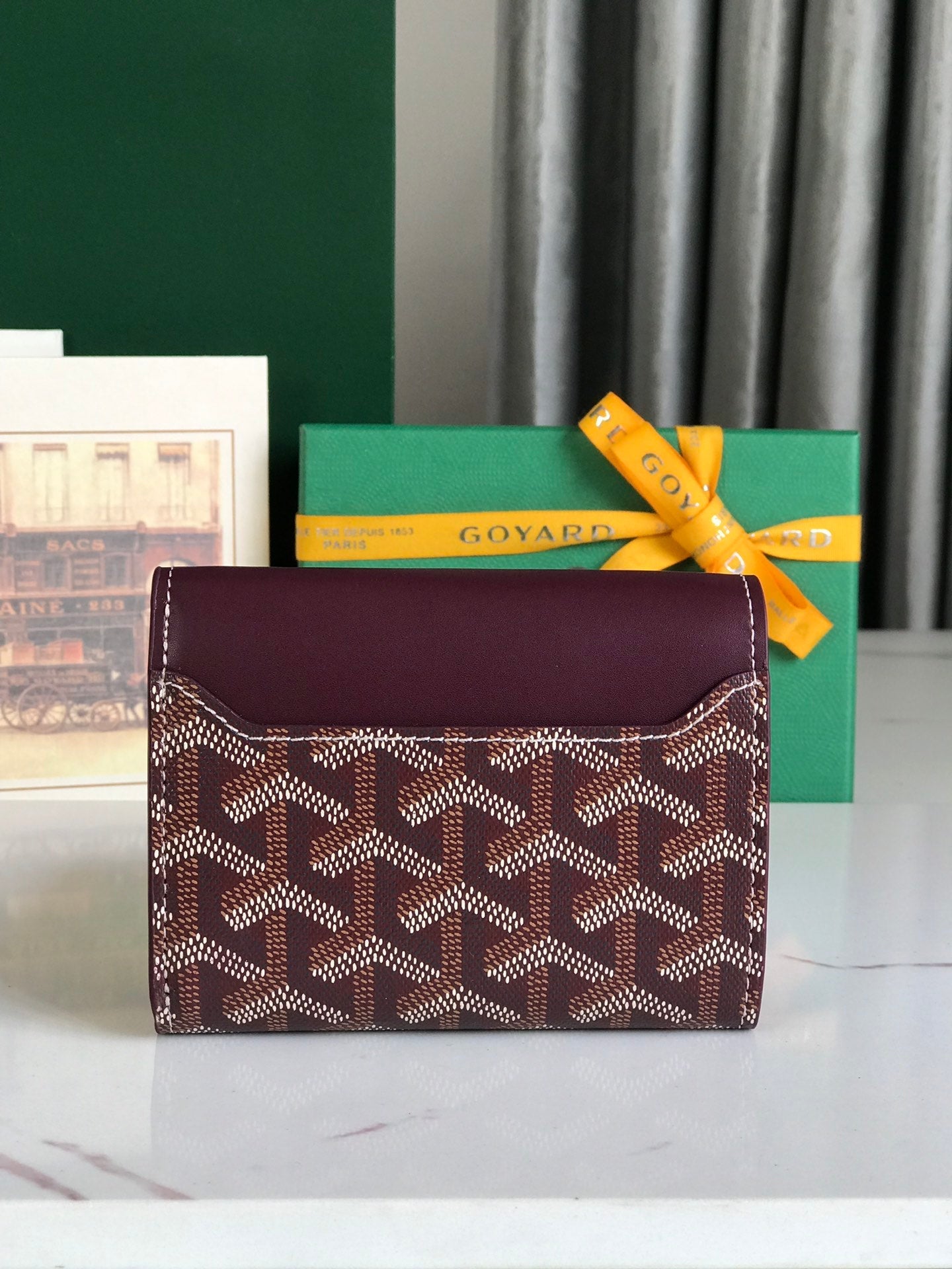 Goyard Saint-Gabriel Wallet 12 Cm Wine Red Calfskin And Goyardine Canvas 12cm