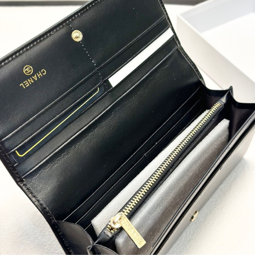 Chanel Long Wallet Black 19Cm