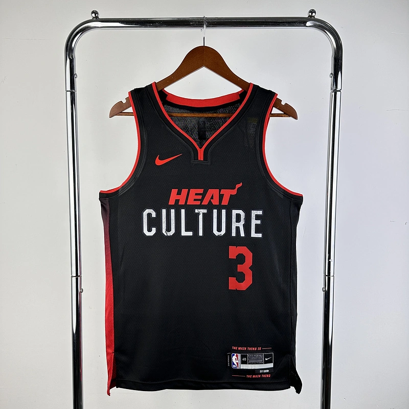 2024 NBA Miami Heat 3 WADE Basketball Jersey