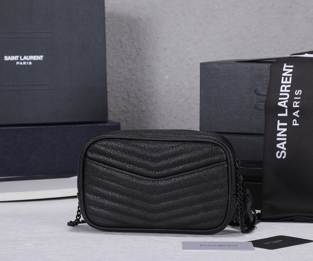 Saint Laurent Lou Camera Bag In Quilted Leather Black 18Cm
