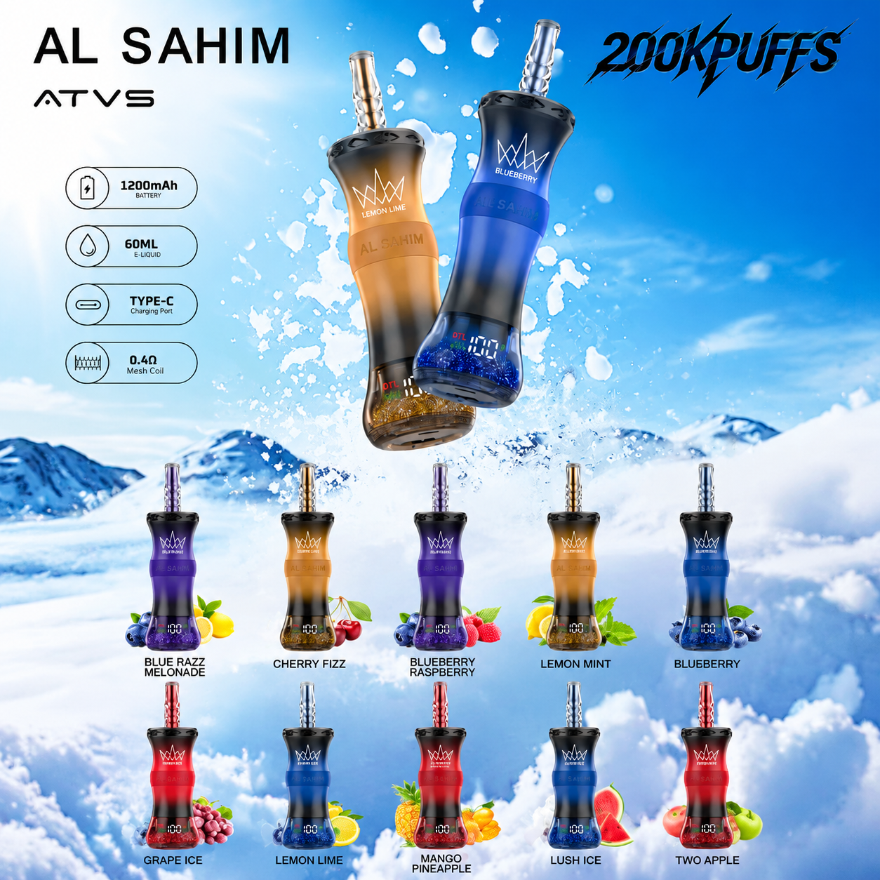 【New Arrive】Al Fakher ATVS 200K PUFFS Disposable Vape