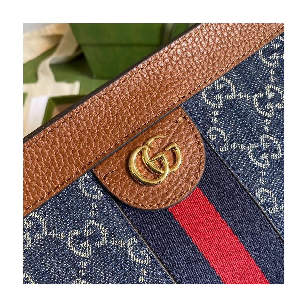 Gucci Ophidia GG Small Shoulder Bag in Blue Demin