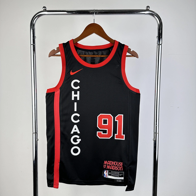 2024 NBA Chicago Bulls 91 RODMAN Basketball Jersey