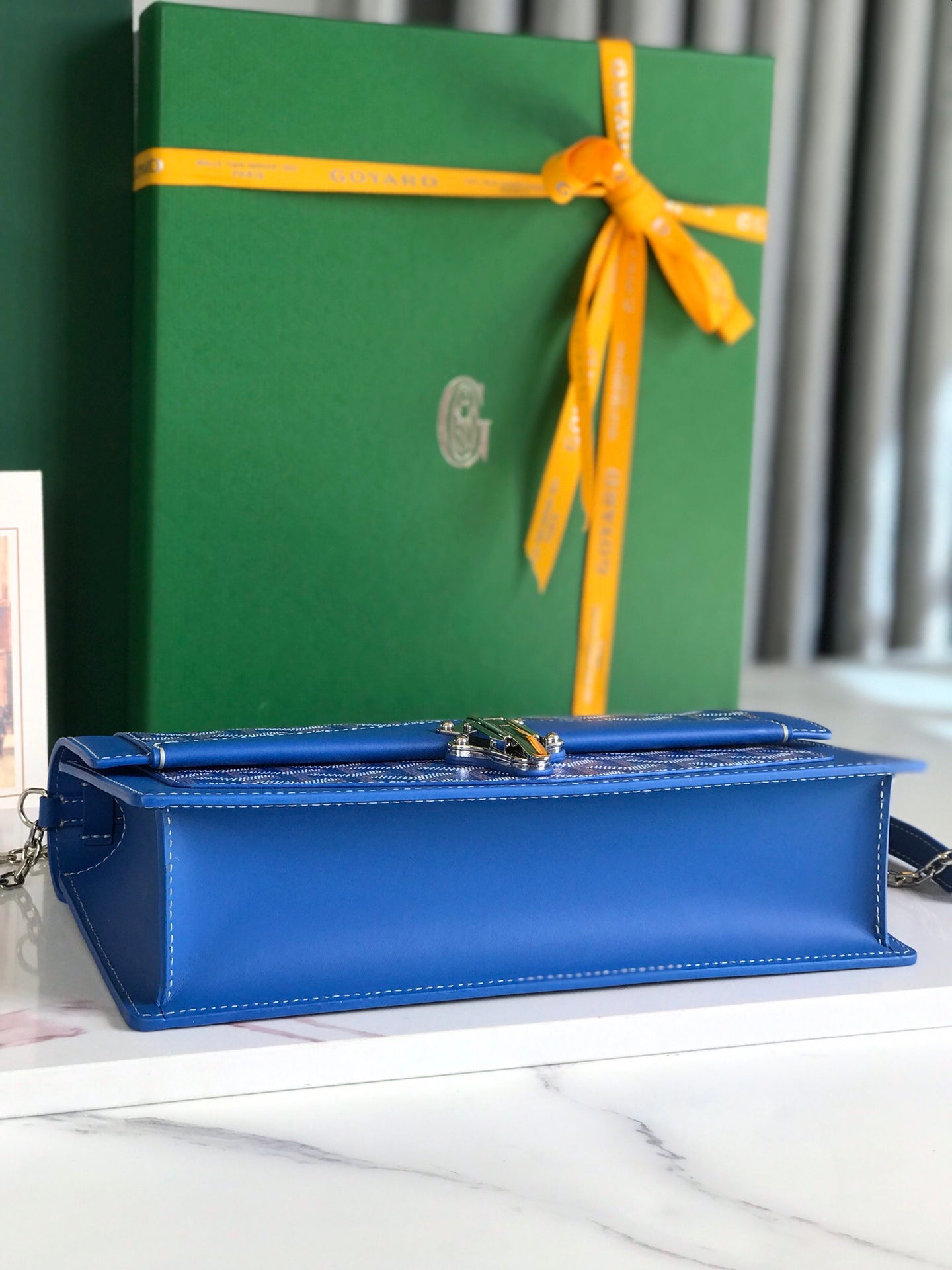 Goyard Duchesse Marie-Caroline Bag 25cm Sapphire Blue Goyardine Canvas And Smooth Calfskin