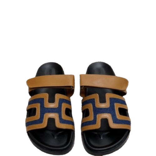 HERMES SANDAL CHYPRE BROWN/DARK BLUE