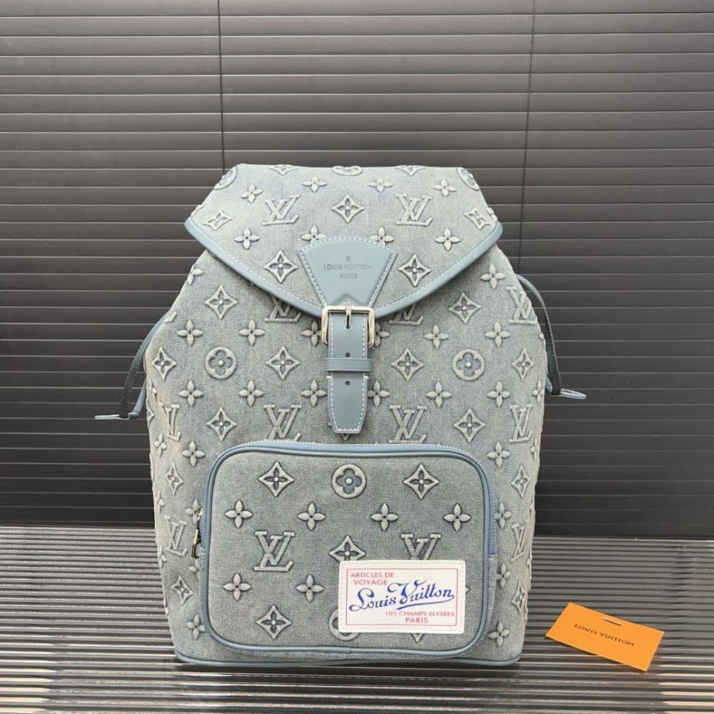 Louis Vuitton Montsouris Backpack Monogram Wash Denim Blue 40Cm M22534