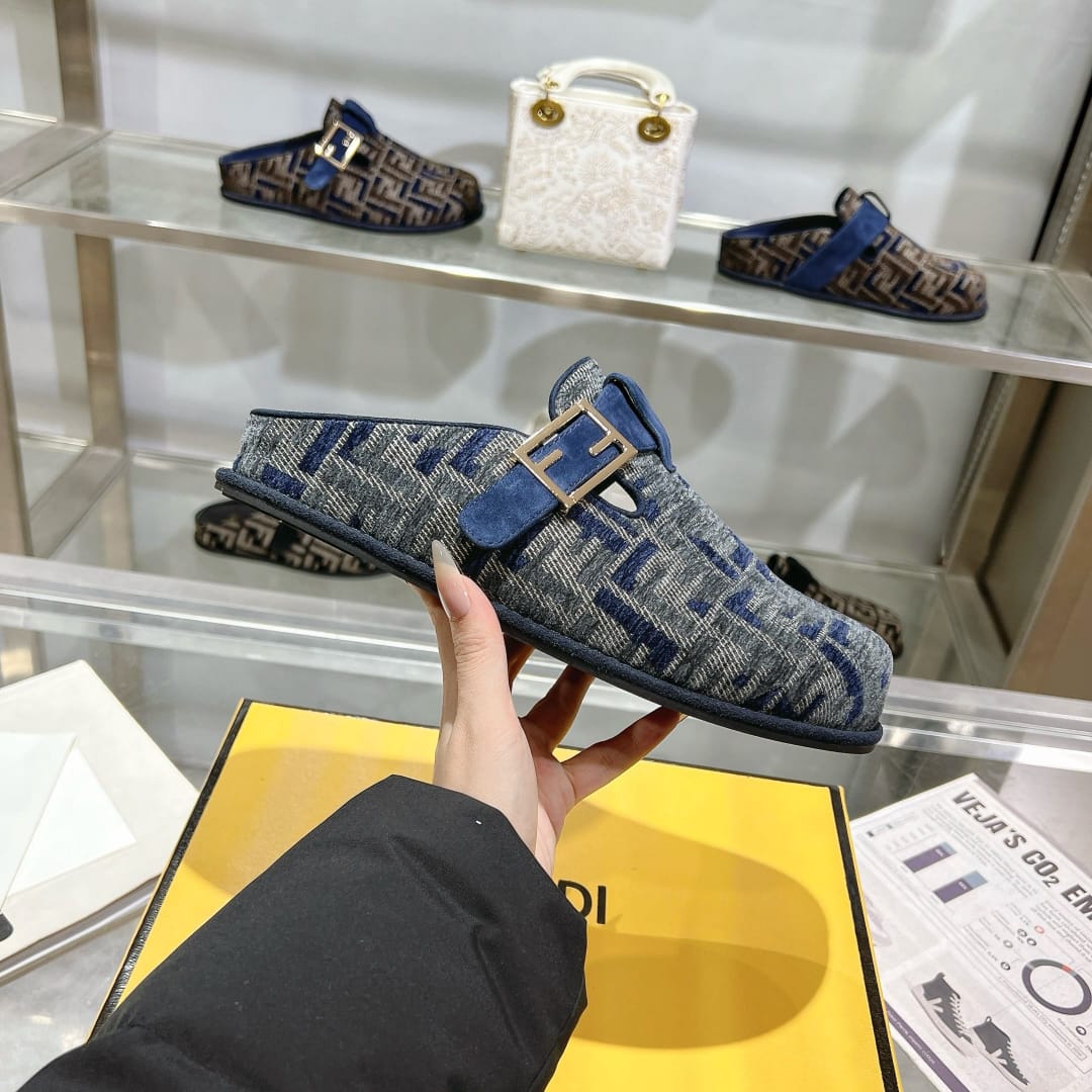 Fendi Feel Ff Mules Denim Blue 8r8448akzpf1pz7
