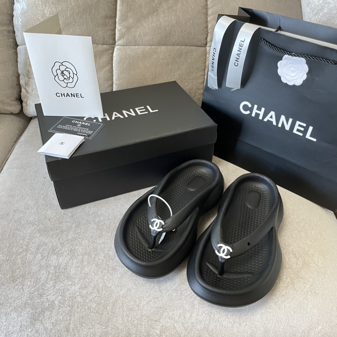 Chanel Flip Flop Sandals Black