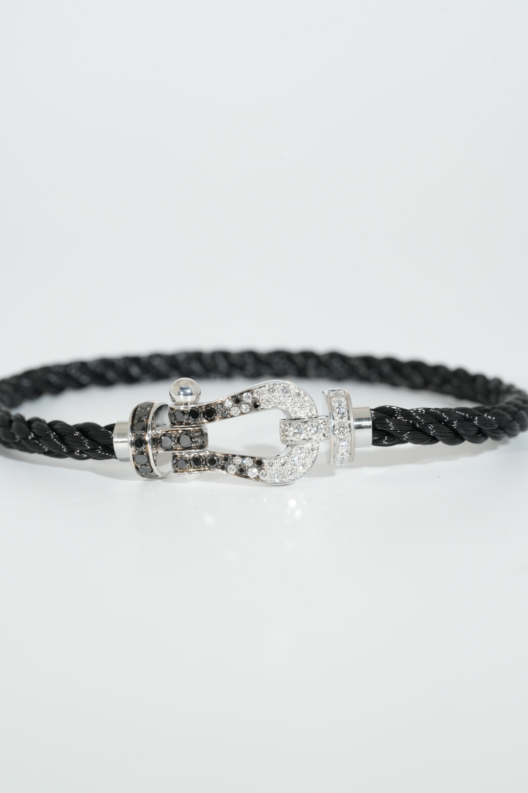 BVLGARI Black Onyx Fan Pendant Necklace with Diamond Edge