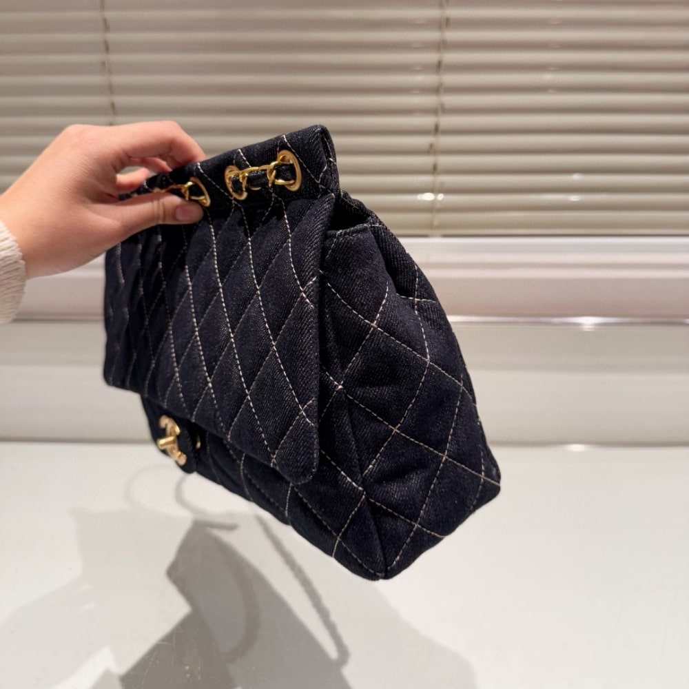 Chanel Classic Flap Bag In Denim Dark Blue 30Cm