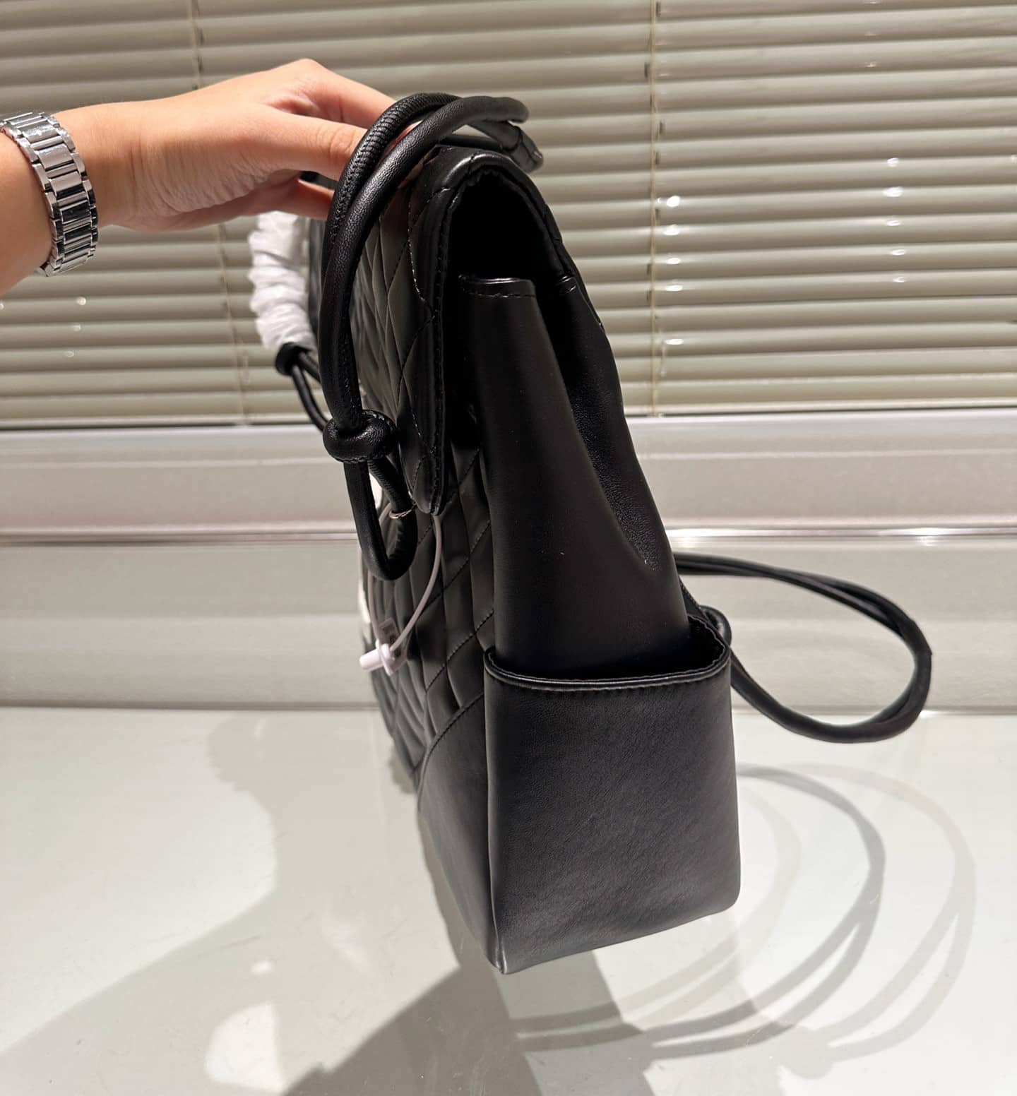 Chanel Cambon Flap Tote Quilted Leather Black 36Cm