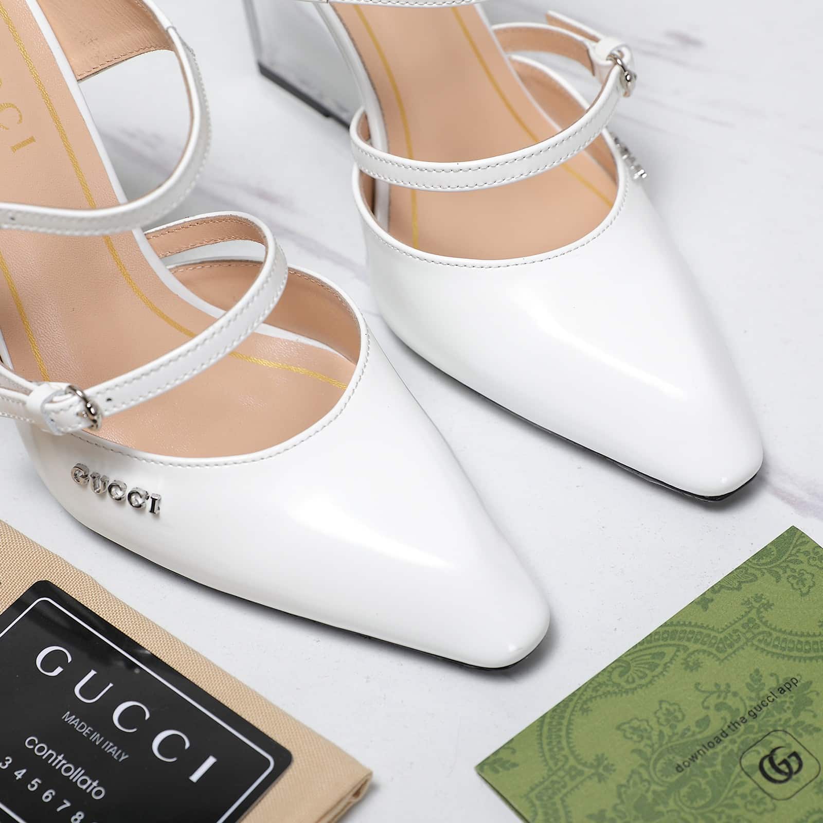 Gucci Women’S Wedge Mule White 827856 Clg00 9014