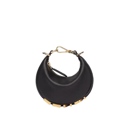 Fendi Nano Fendigraphy Black Leather Charm 19Cm 7As089A5Dyf1Hej