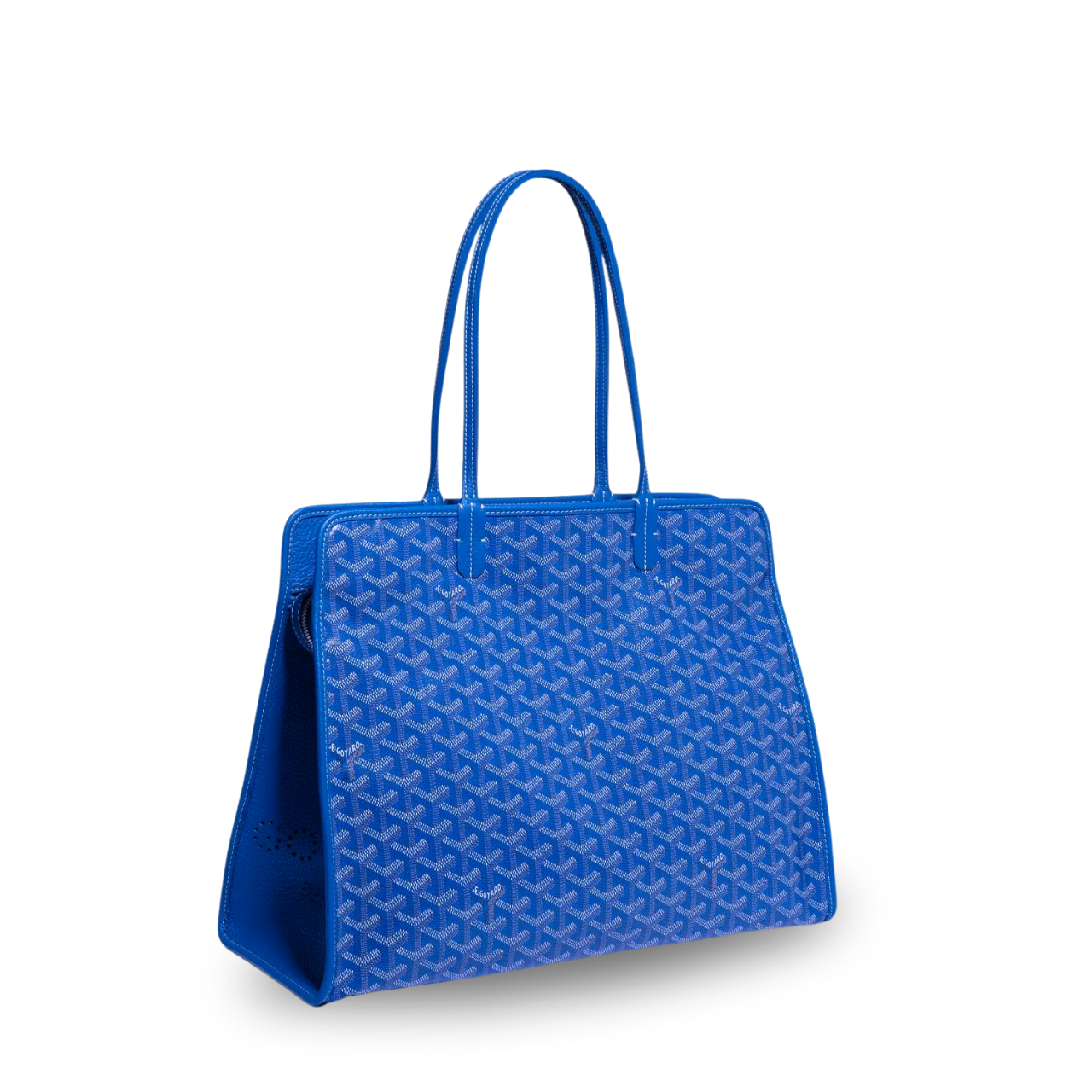 Goyard Hardy Pm Bag 40 Cm Sky Blue Goyardine Canvas And Taurillon Leather Trim