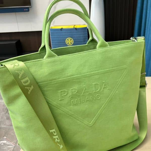Prada Canvas Tote Bag Fern Green