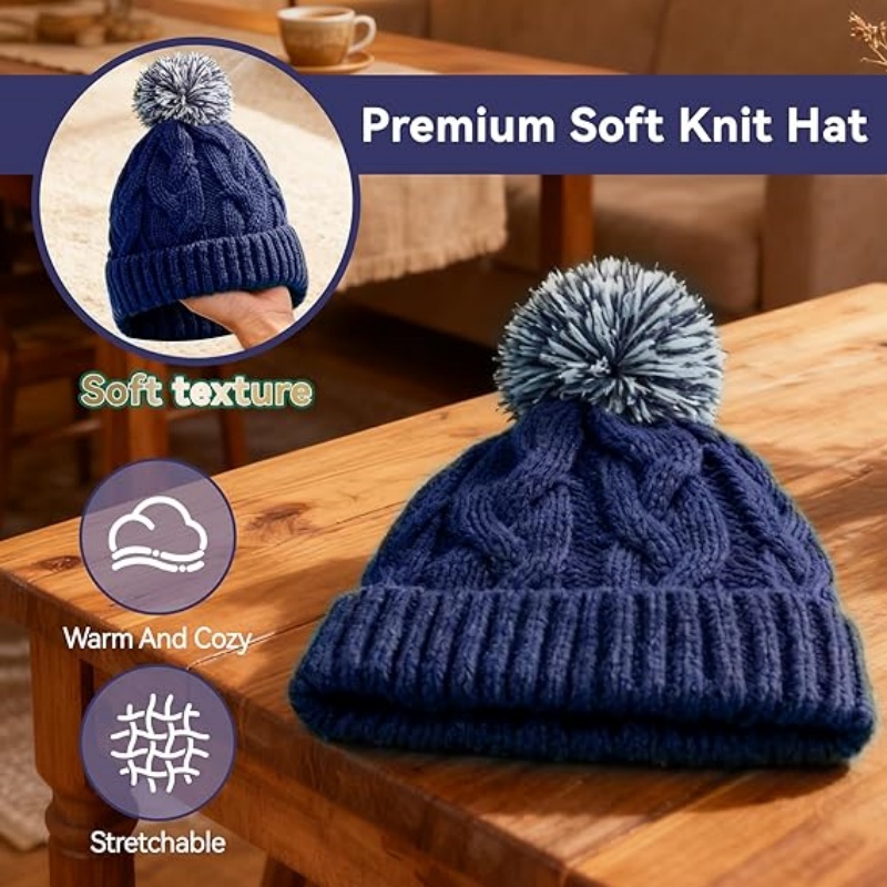 Slouchy Chunky Knit Beanie with Pom Pom