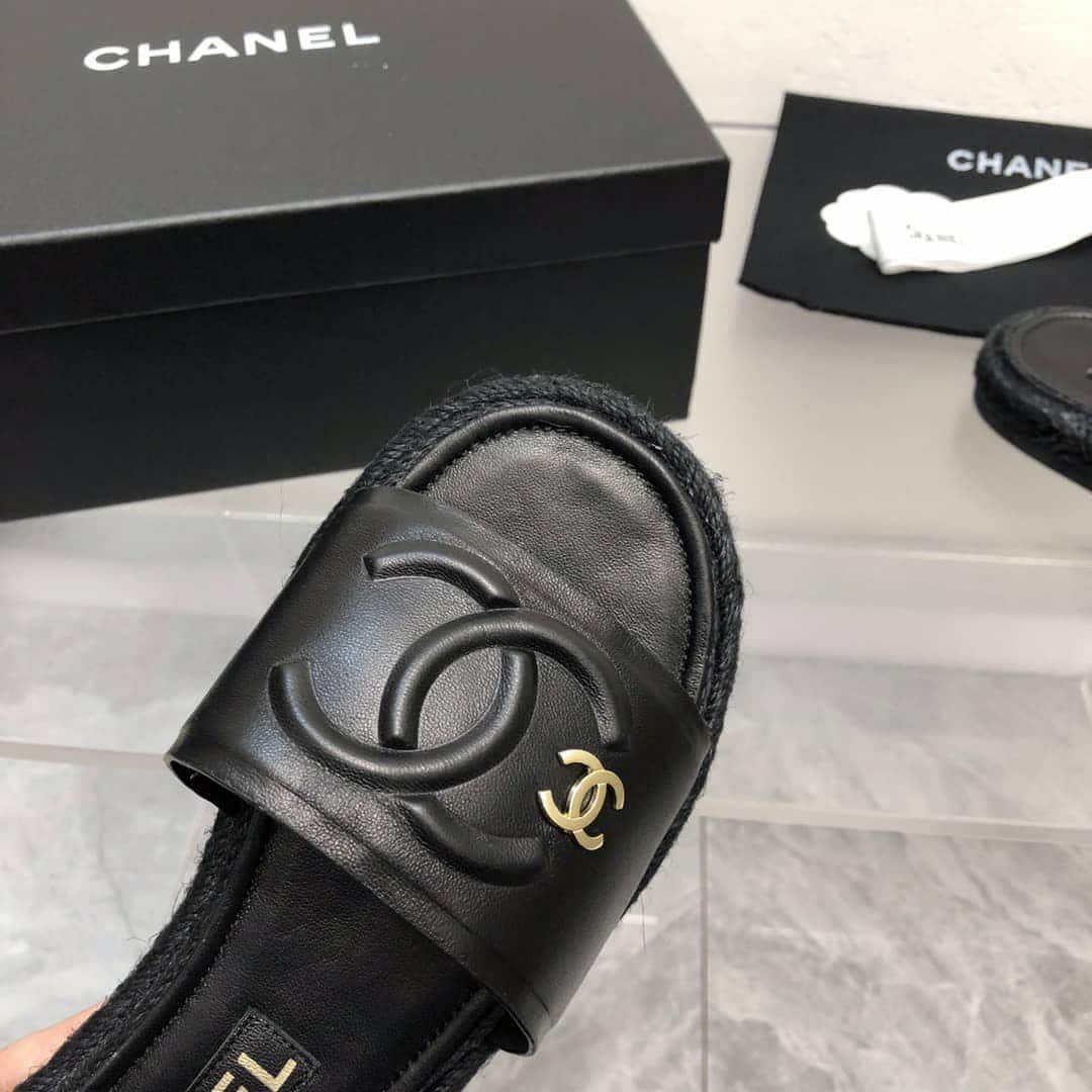 Chanel Black Slide Cc Logo