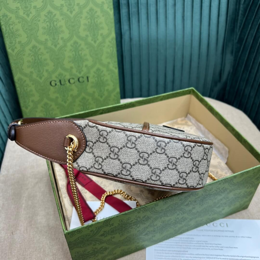 Gucci Half-Moon-Shaped Mini Bag with Interlocking G Brown