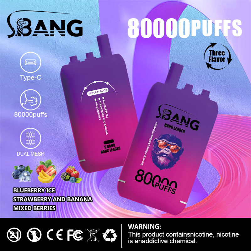 Bang Leader 80K Puffs 3-in-1 Vape | 3 Adjustable Flavors,  Rechargeable
