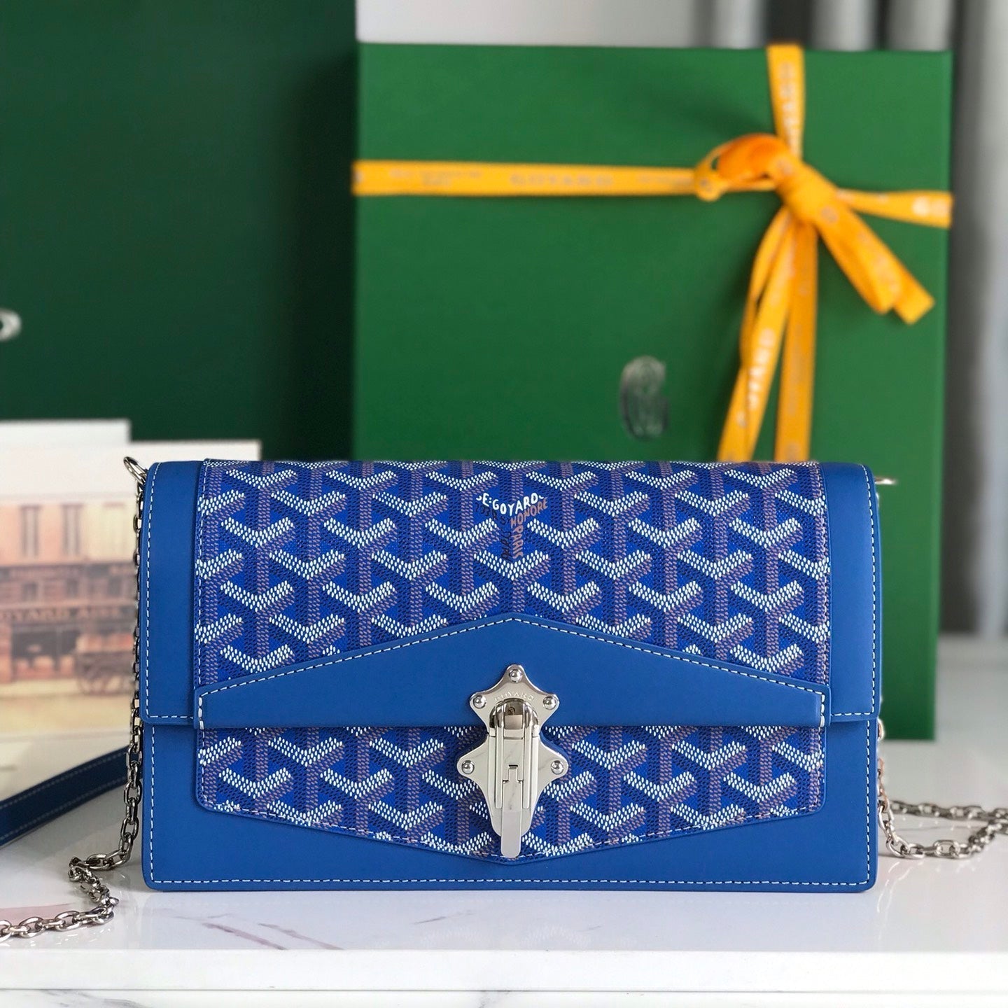 Goyard Duchesse Marie-Caroline Bag 25cm Sapphire Blue Goyardine Canvas And Smooth Calfskin