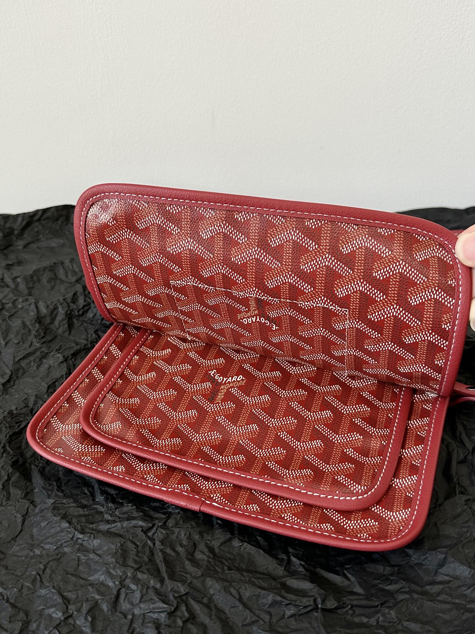 Goyard Plumet Pocket Wallet 20 Cm Classic Red Goyardine Canvas And Lambskin Trim