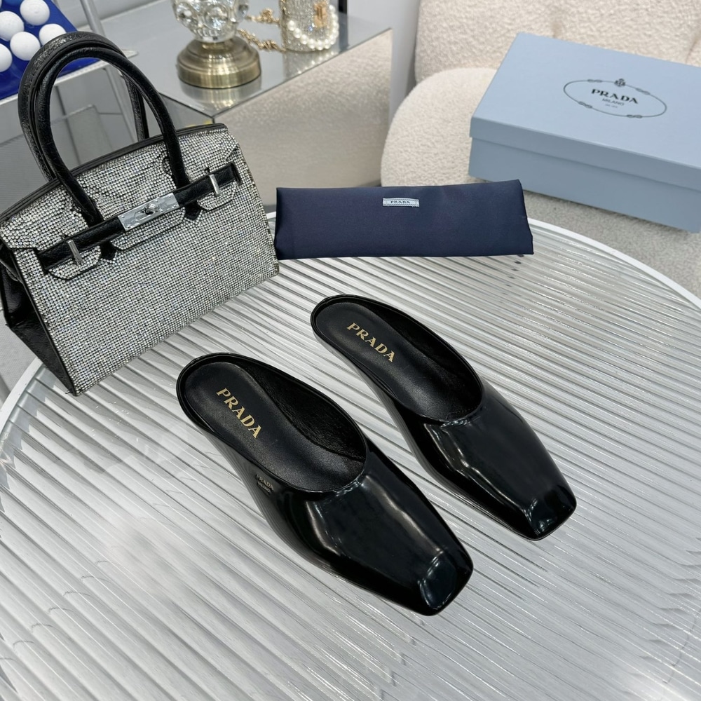Prada Brushed Leather Mules Black 1S825N 055 F0002 F 015