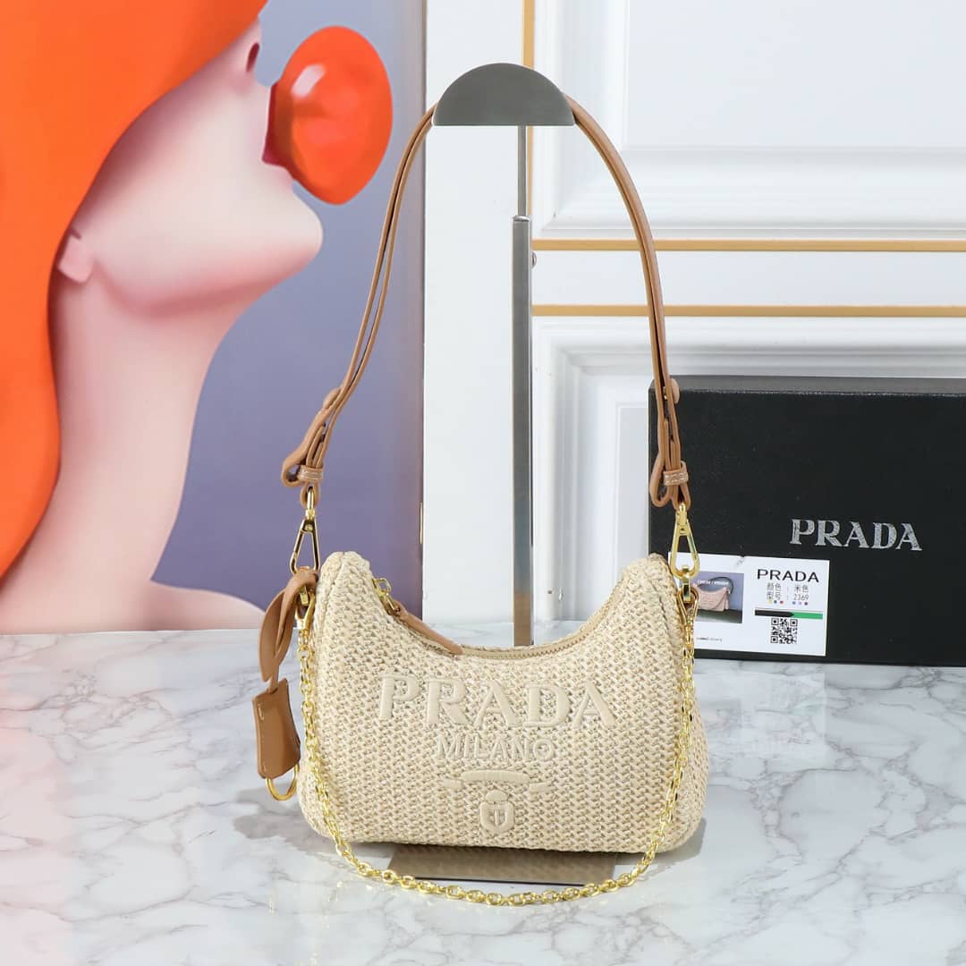 Prada Re Edition Crochet Bag Natural 22Cm 1Bc204 2M2T F0018 V Juo