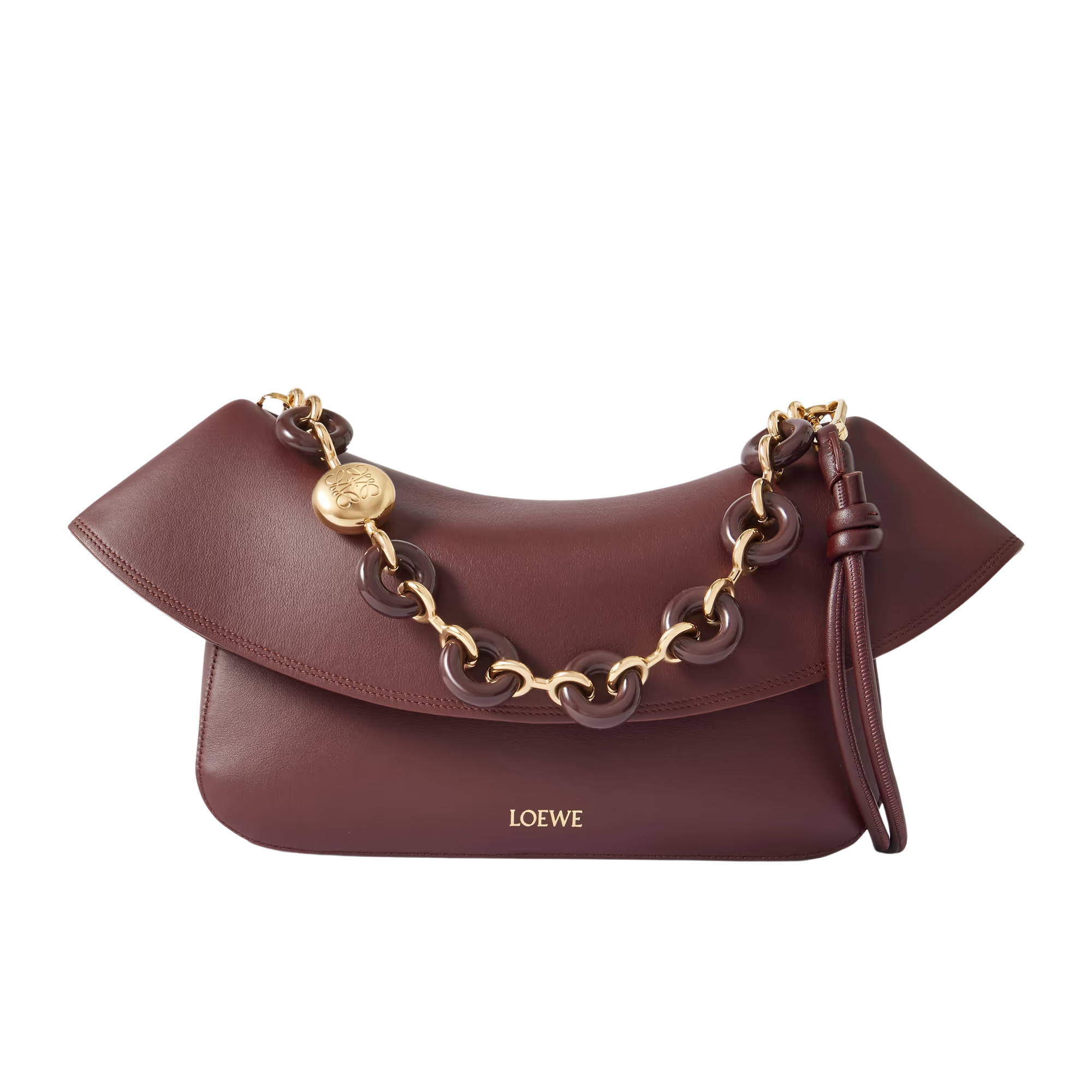 LOEWE Burgundy Medium Leather Ola Shoulder Bag