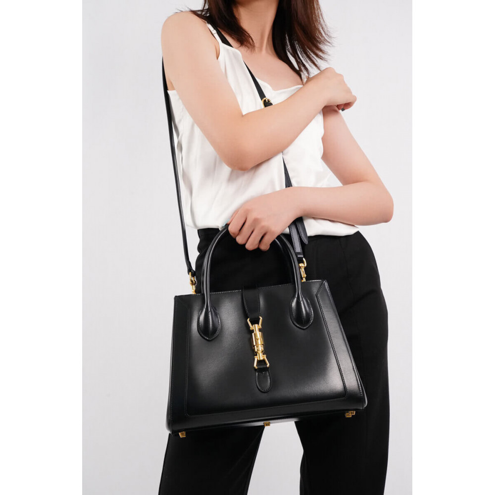 Gucci Jackie 1961 Medium Tote Bag in Black Leather 30cm