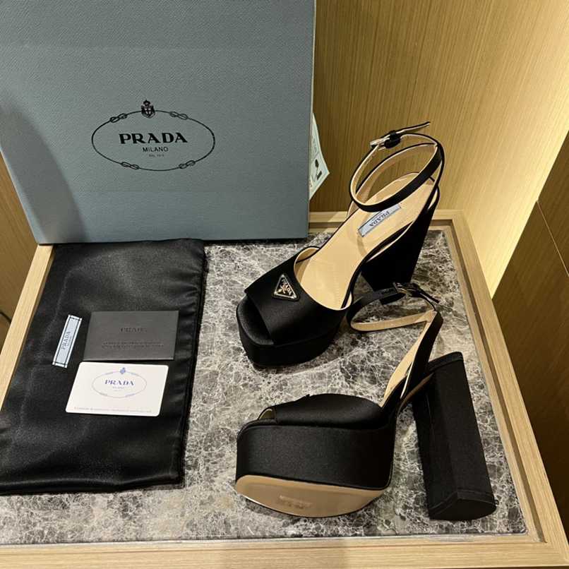 Prada High-Heeled Satin Sandals Black 1Xp48B049F0002F135