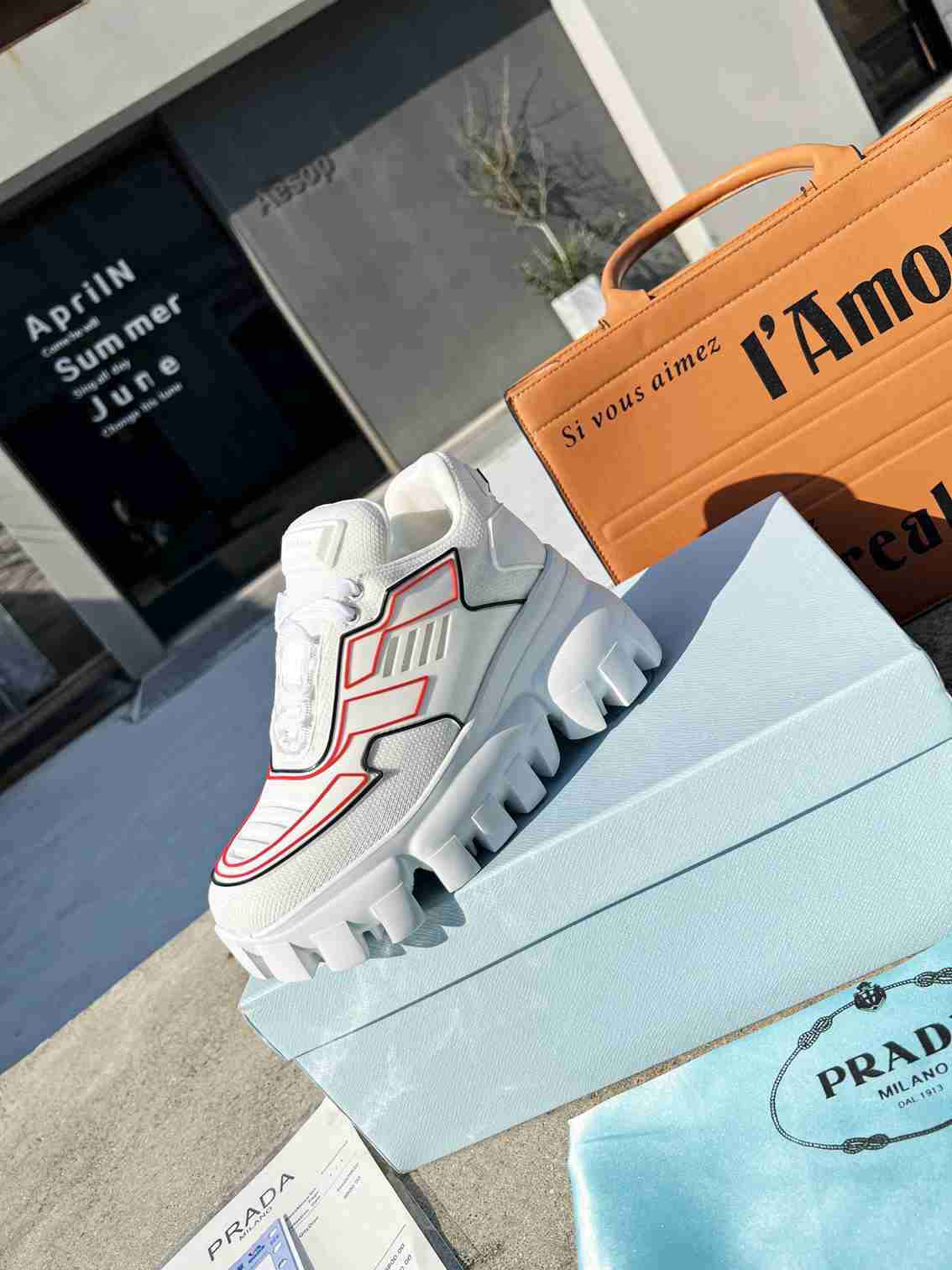 Prada Cloudbust Thunder Sneakers With White And Red 2Eg2933Lgnf0009