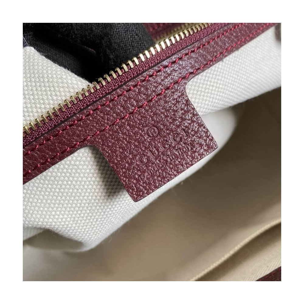 Gucci Ophidia Medium Tote With Web in Burgundy GG Canvas